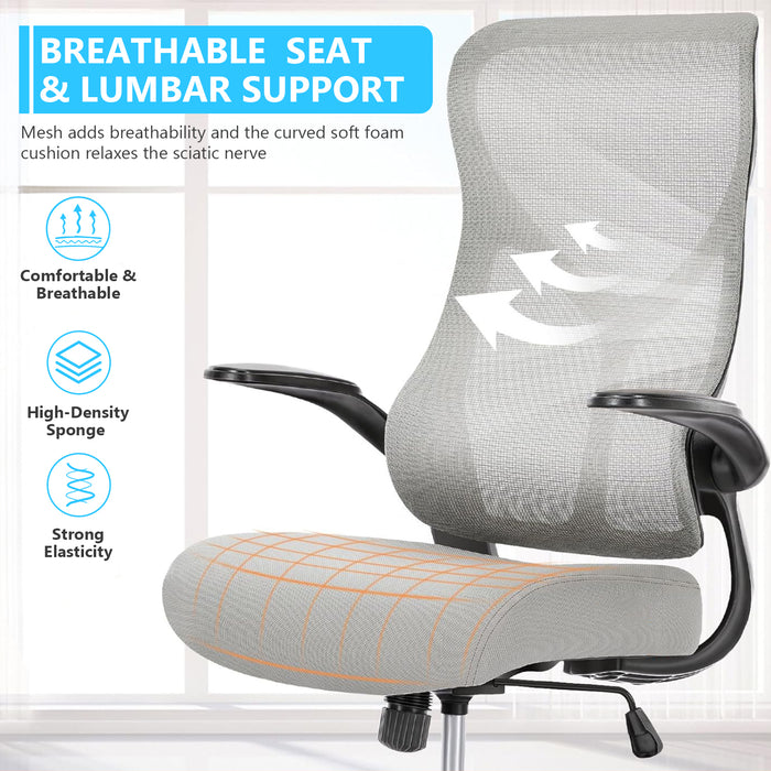 Bigleap Office Chair, Ergonomic Computer Chairs with Flip-up Arms,Gray