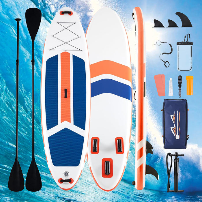 Bigleap Inflatable Paddle Board Stand Up Paddle Board 6‘’ Thick 2-in-1 Paddle with Sup Accessories & Carry Bag & Fast Pumping for All Skill Levels, Orange