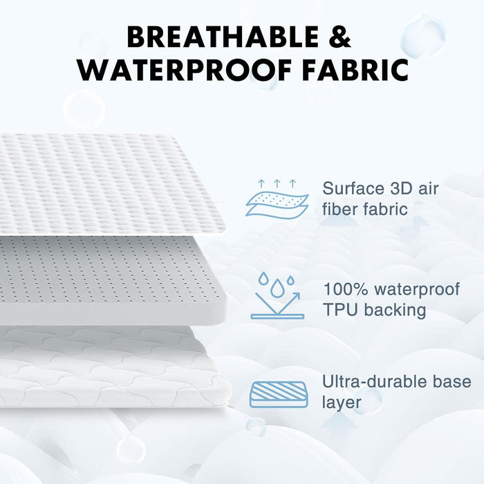 Mattress Protector, King 100% Waterproof Mattress , Stretchy 21" Deep Pocket, Cooling 3D Fabric, Noiseless, Skin-Friendly