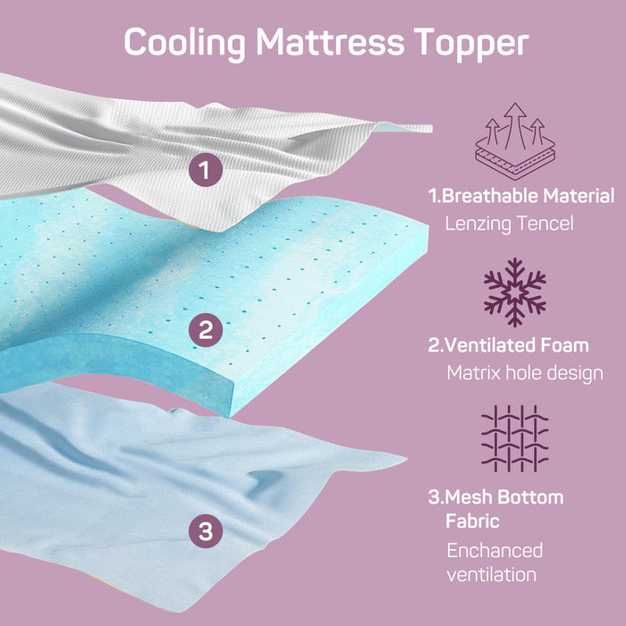 SIMENMAX 2 Inch Twin Memory Foam Mattress Topper, Bed Topper with Mattress Cover, Gel Bed Mattress Pad for Back Pain