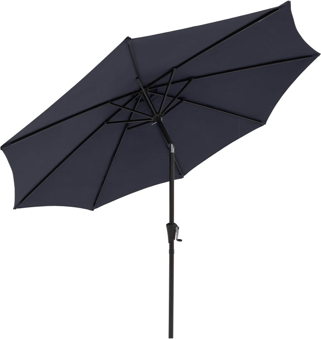Dozzle 9 ft Patio Umbrella with Tilt & Crank, 8-Rib Outdoor Market Umbrella for Table, Navy Blue