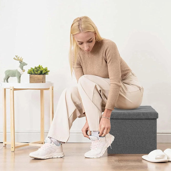 Beddle Storage Ottoman Bench, Multi-functional Foldable Storage Chest for Bedroom End of Bed, Foot Rest for Living Room