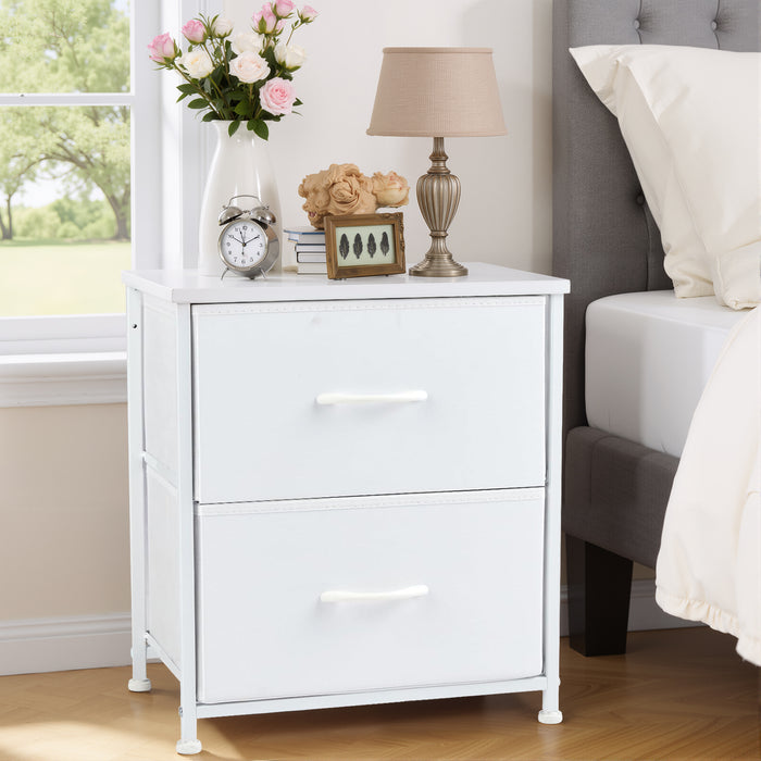 Simenmax Nightstand Set 2, 2 Drawer Dresser for Bedroom, Bedside Furniture, End Table for Bedroom, Closet, Entryway, White