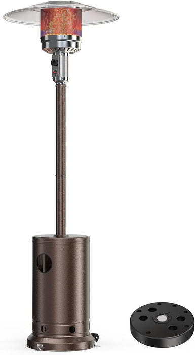 Sybels 48,000 BTU Outdoor Propane Patio Heater with Sand Base & Wheels, Auto Safety Shut-Off, Double-Layer Stainless Steel for Backyard, Deck, Garden