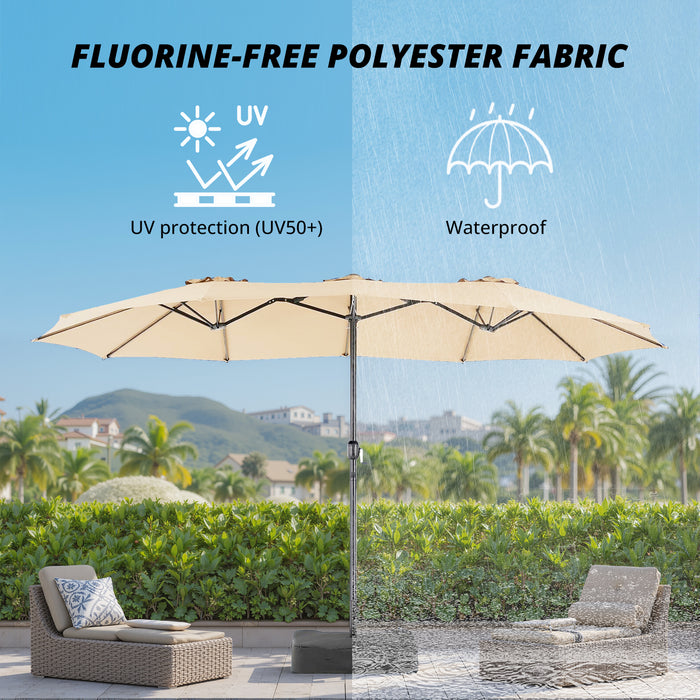 Betcozy Patio Umbrella with Base, 15ft Large Double-Sided Rectangle Umbrella, Outside Market Umbrellas for Deck, Poolside, Backyard