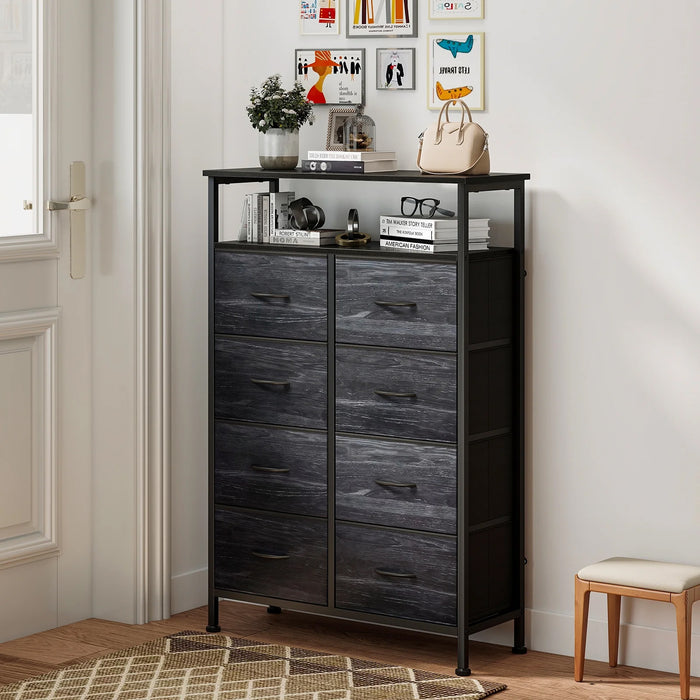 Blorly 5 Drawers Dresser, Storage Dresser Organizer with Drawers, Chest of Drawers, Dresser with Metal Frame and Wood Tabletop for Bedroom, Guest Room, Closet, Entryway, Nursery, Black
