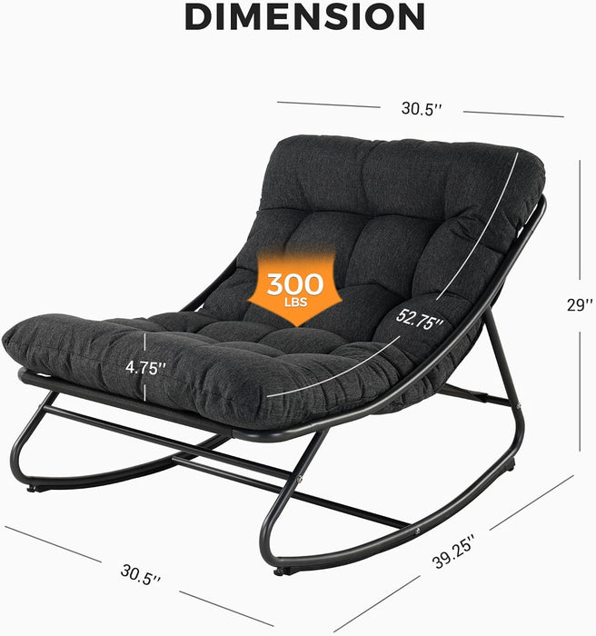 Indoor &Outdoor Oversized Rocking Chair, Comfy Reading Chairs Set with Padded Cushion for Movie Watching, Leisure,Relaxing, 2PCS