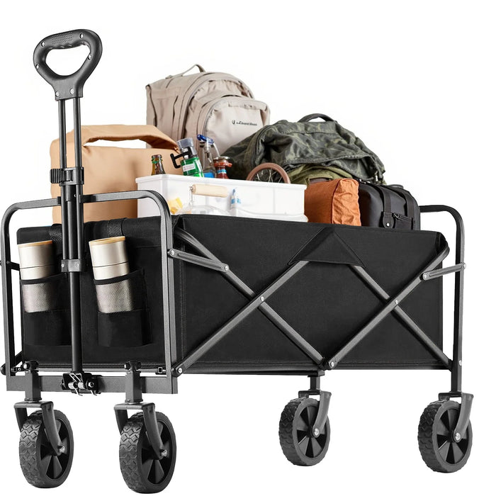 Beddle Foldable Cargo Wagon with All-Terrain Wheels, Portable Shopping Wagon Large Capacity Utility Cart, Heavy Duty Collapsible for Sand, Beach, Gardening