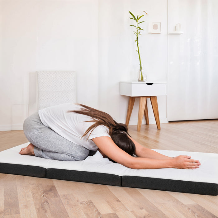 Simenmax Folding Mattress, 3 inch Tri-fold Memory Foam Mattress Topper for Camping, Foldable Mattress Topper with Washable Cover, Twin Size