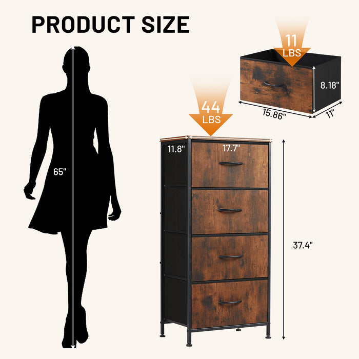 Sybels Storage Dresser with Drawers, Anti-Tip Fabric Chests Organizer Tower Furniture for Bedroom, Closet, Hallway, Entryway