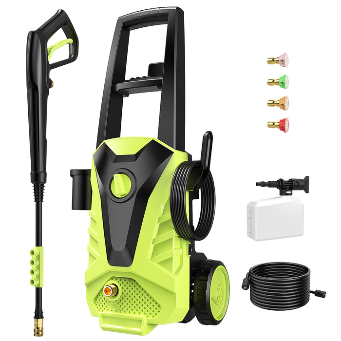 Dozzle Electric Power Washer with Detergent Foam Blaster, 2.0 GPM High-Pressure Cleaner | Includes 5 Quick-Connect Spray Tips for Patios, Decks & Fencing