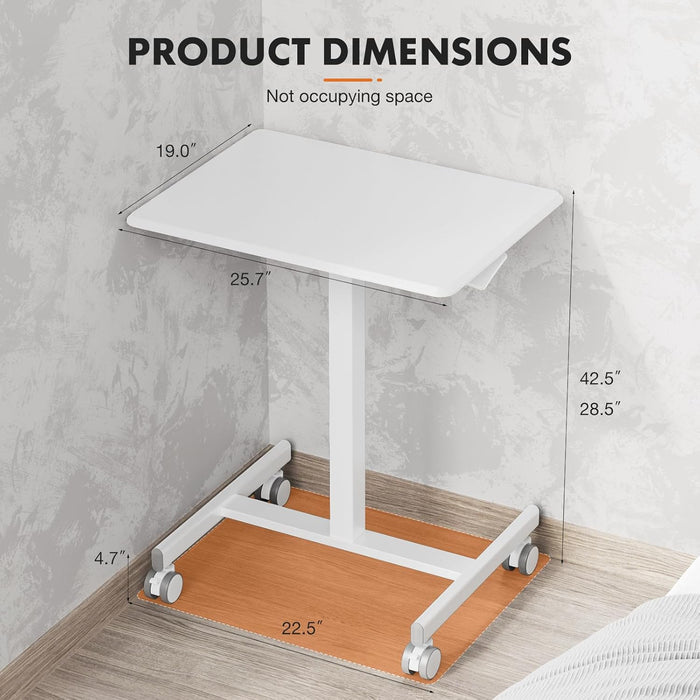 TINKLE WELL Mobile Standing Desk, Height-Adjustable Portable Rolling Laptop Workstation with Lockable Wheels, Sit-Stand Desk
