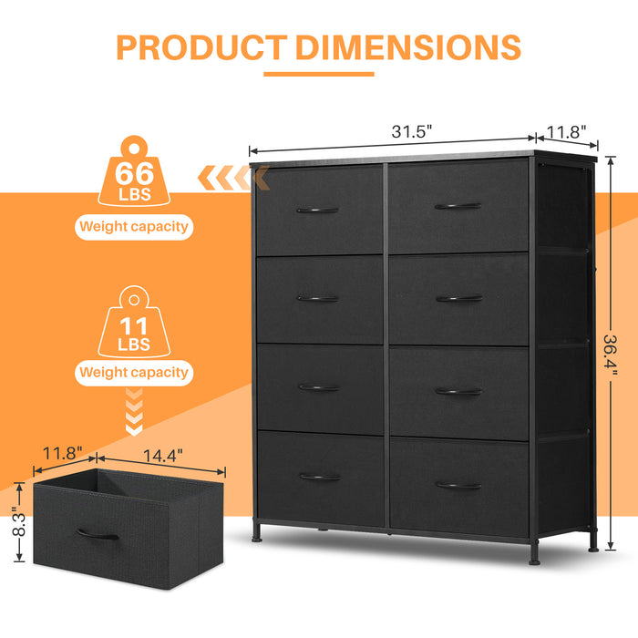 Simenmax 8 Dresser for Bedroom Fabric Dresser Chest of Closets Storage Units Organizer Tower Wooden Top Shelf for Bedroom, Hallway, Entryway, Closet