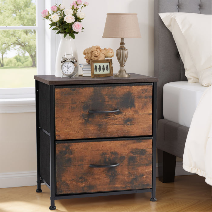 Simenmax Nightstand Set 2, 2 Drawer Dresser for Bedroom, Bedside Furniture, End Table for Bedroom, Closet, Entryway, Brown