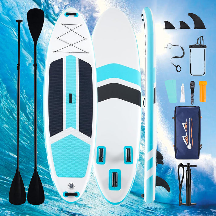 Bigleap Inflatable Paddle Board Stand Up Paddle Board 6‘’ Thick 2-in-1 Paddle with Sup Accessories & Carry Bag & Fast Pumping for All Skill Levels, Blue