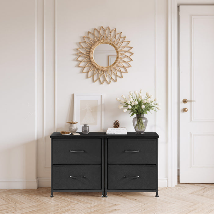 TINKLE WELL Small Nightstand Dresser with 2 Fabric Drawers, 20-Inch Tall Bedside Table for Bedroom, Closet, or Dorm Storage