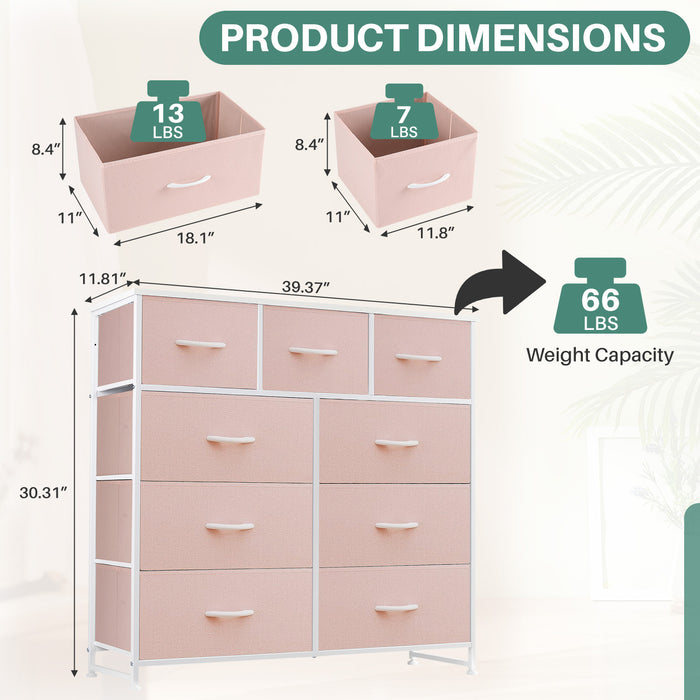 Beddle Dresser with Fabric Drawers for Bedroom, Wide Storage Chest with Drawer Organizer for Closet or Living Room
