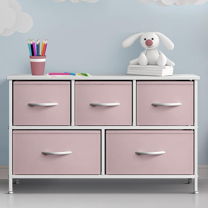 Simenmax 4/5/7/8/9Dresser, Storage Drawers with Removable Fabric Bins, Fabric Closet Chests Organizer for Bedroom, Closet, Living Room, Pink
