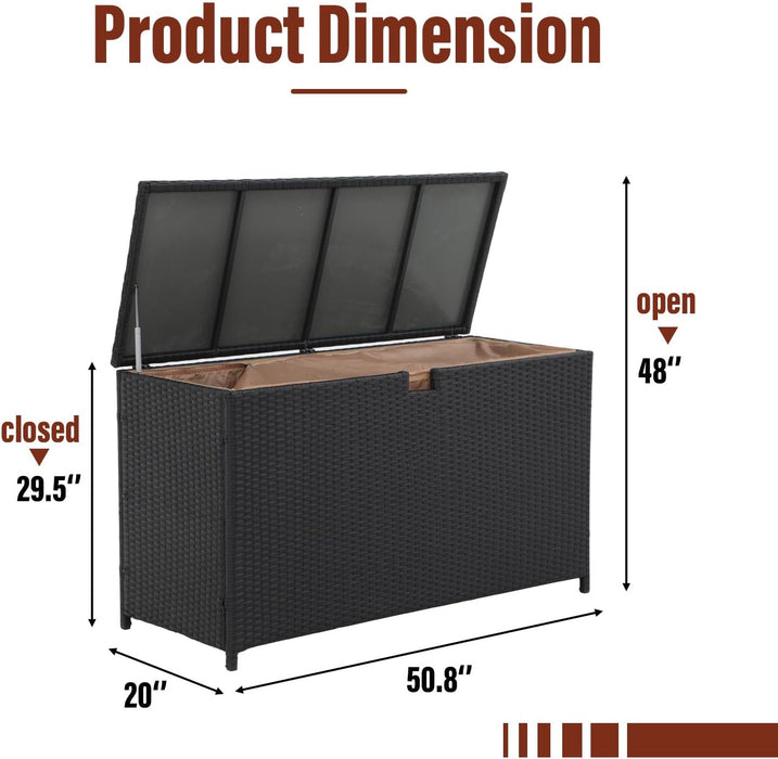 TINKLE WELL Outdoor Storage Box, 120-Gallon Extra-Large Weatherproof Wicker Patio Bin for Pool, Garden & Patio Furniture