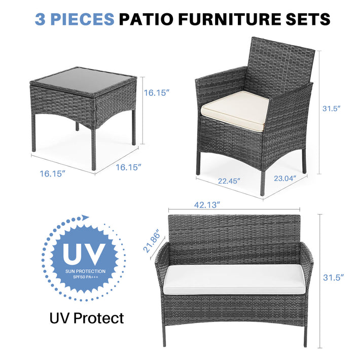 Bigleap Patio Furniture Set 4 Pieces, Outdoor Wicker Furniture with Coffee Table, Modern Rattan Patio Chairs Conversation Sets with Sofa for Garden, Terrace, Porch, Balconies, Lawns,Black