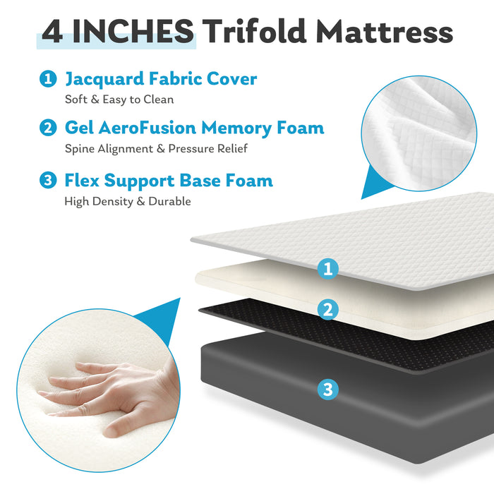 3''Tri-fold mattress Memory Foam Mattress, Twin Size
