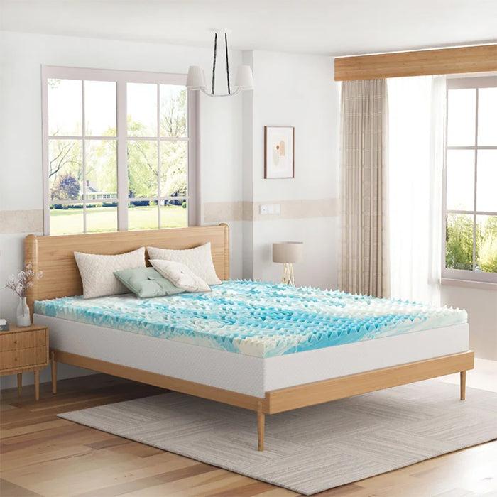 Simenmax Mattress Topper, 4" Gel Memory Foam with 5-Zone Support for Back Pain, CertiPUR-US Certified Bed Topper (Twin, Blue)