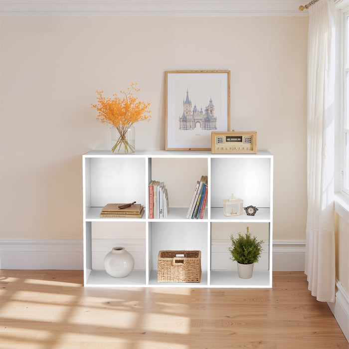 Simenmax 6 Cube Storage Organizer, Bookshelf with 3 Removable Back Panels for Living Room, Bedroom, Home Office, White