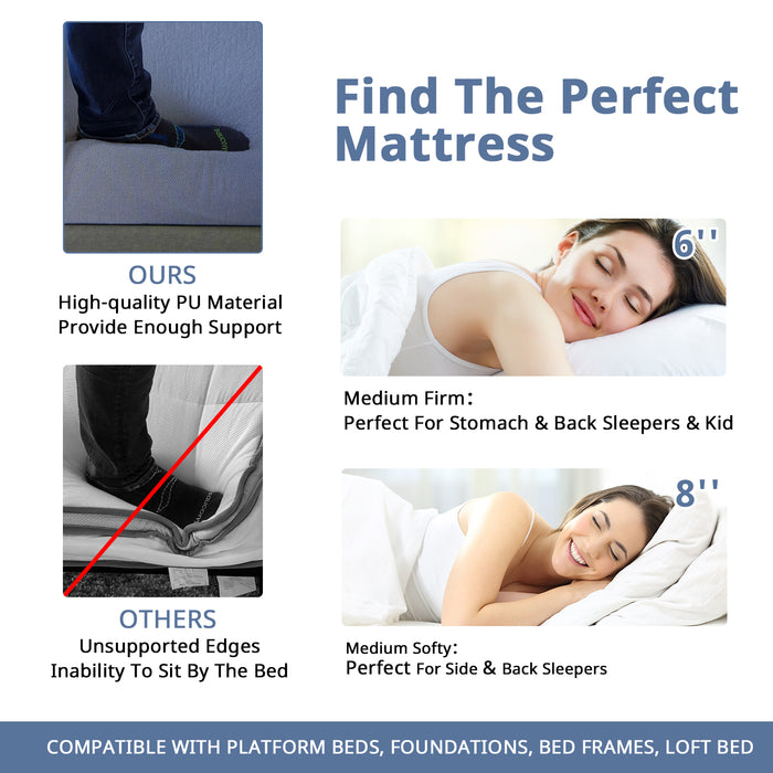 IULULU 2 in 1 Combination Mattress, Memory Cotton Mattress 6 inches, made in USA, packaged in box