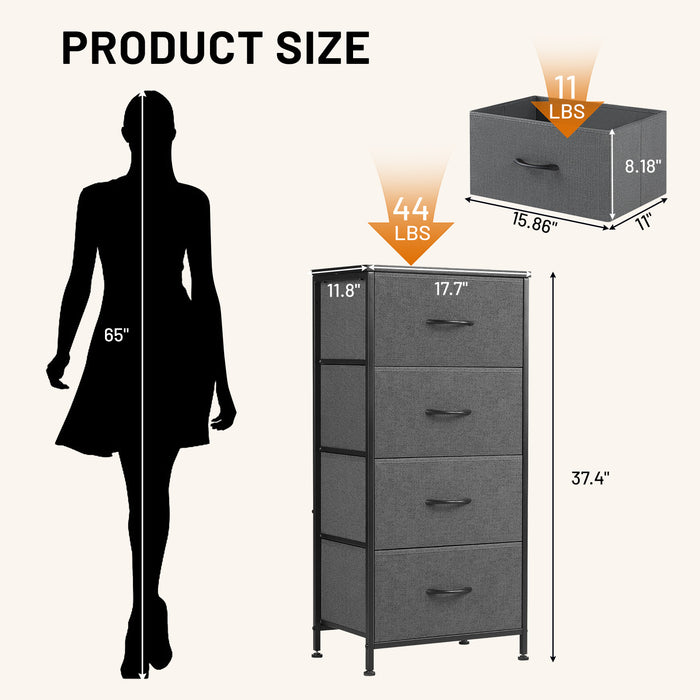 Sybels Storage Dresser with Drawers, Anti-Tip Fabric Chests Organizer Tower Furniture for Bedroom, Closet, Hallway, Entryway