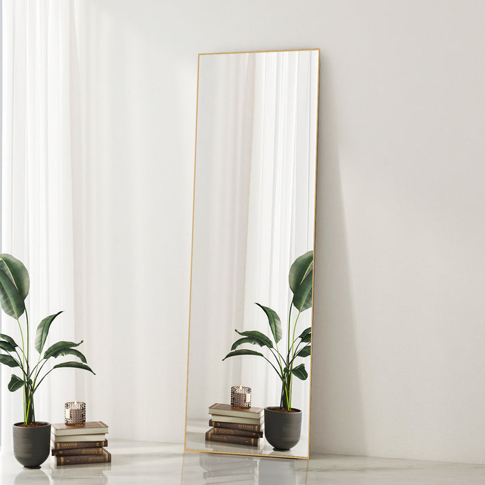 SIMENMAX Full Length Mirror, Full Body Mirror Floor Mirror Standing Hanging or Leaning Wall, Wall Mirror with Stand Aluminum Alloy Thin Frame for Bedroom Cloakroom