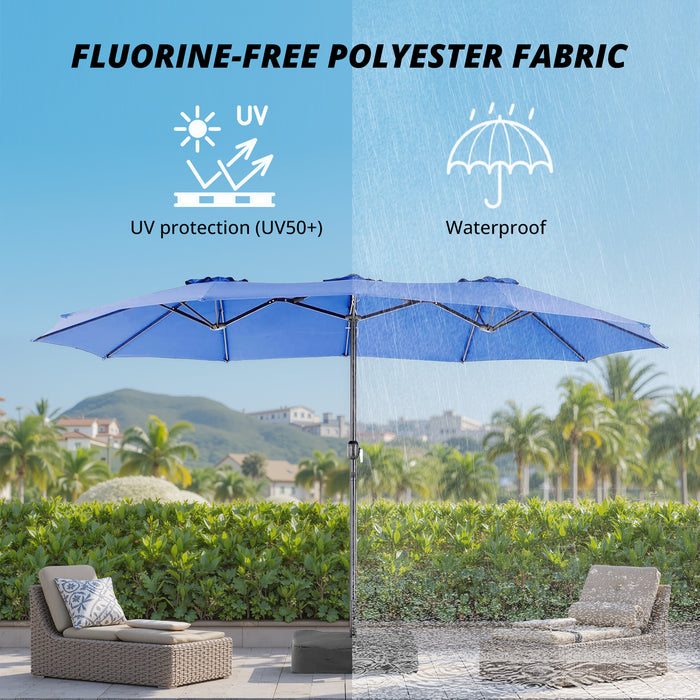 Betcozy Patio Umbrella with Base, 15ft Large Double-Sided Rectangle Umbrella, Outside Market Umbrellas for Deck, Poolside, Backyard