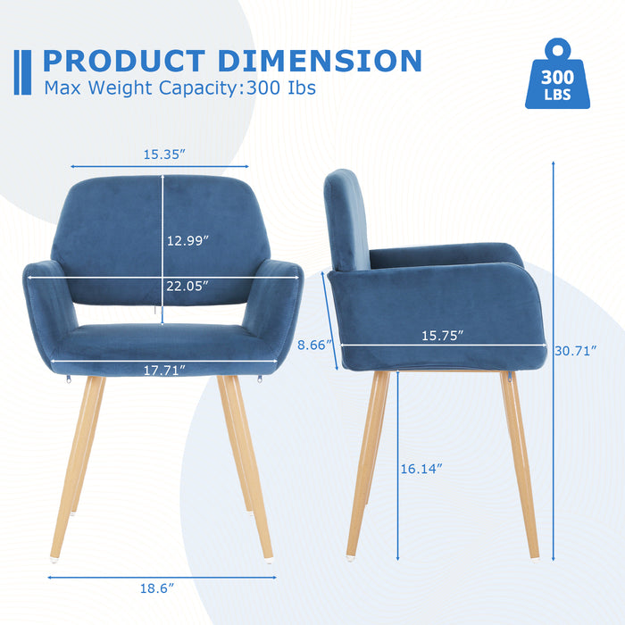 Velvet Dining Chairs, Modern Vanity Chairs with Wooden Frame Upholstered Cushion for Living Room, Bedroom, Dining Room, Kitchen