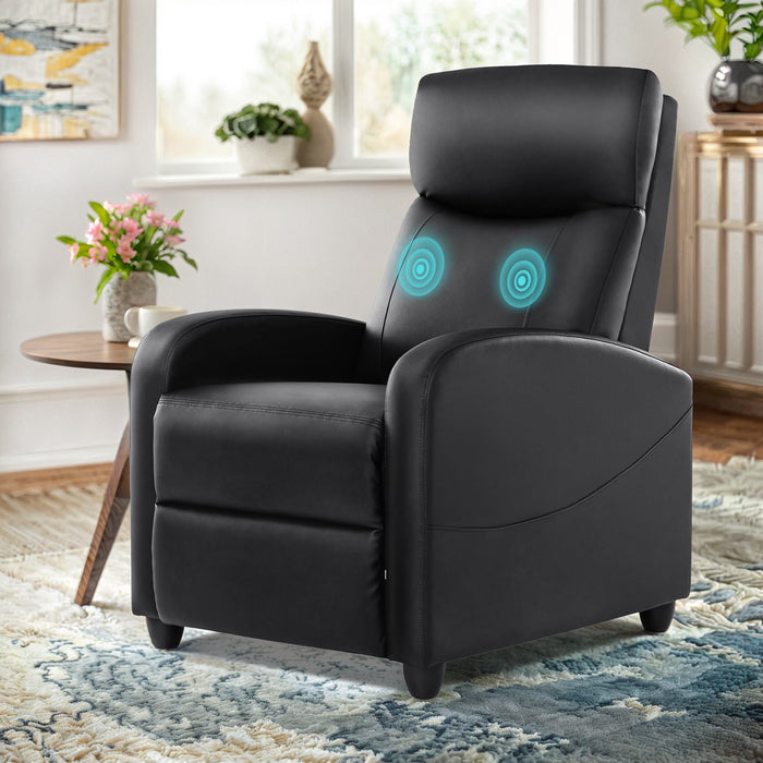 TINKLE WELL Fabric Recliner Chair with Massage Function, Adjustable Home Theater Reclining Chair Featuring Lumbar Support and Padded Seat Backrest, Ideal for Living Room, Bedroom