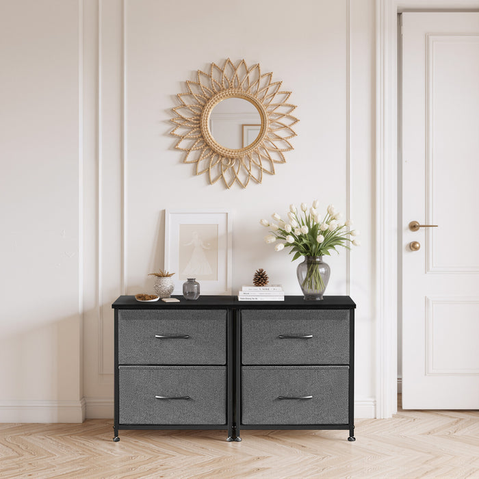 TINKLE WELL Small Nightstand Dresser with 2 Fabric Drawers, 20-Inch Tall Bedside Table for Bedroom, Closet, or Dorm Storage
