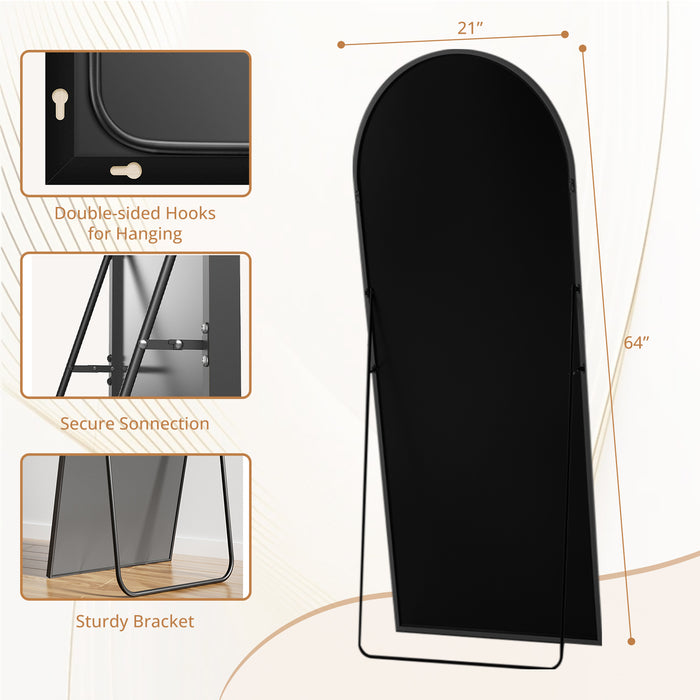 TINKLE WELL Arched Full-Length Mirror, 59"x16" Inch Freestanding, Wall-Mounted or Leaning Floor Mirror, Sleek Gold Aluminum Alloy Frame, Placed in Bedroom, Cloakroom, or Living Room