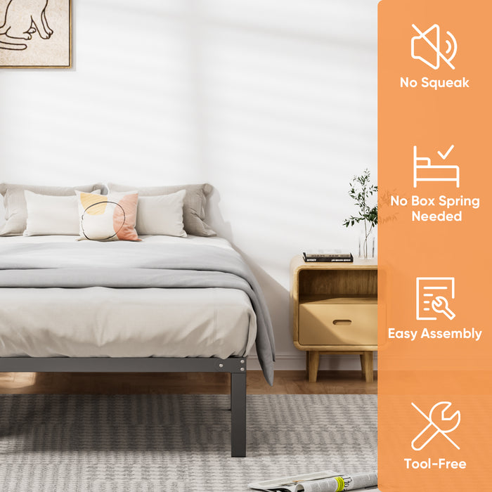 Yangming Twin Size Metal Platform Bed Frame, Heavy Duty Mattress Foundation with Steel Slats Support, No Box Spring Needed, Black