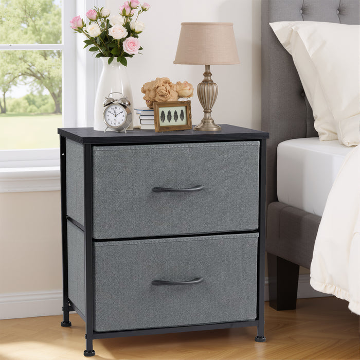 Simenmax Nightstand Set 2, 2 Drawer Dresser for Bedroom, Bedside Furniture, End Table for Bedroom, Closet, Entryway, Gray