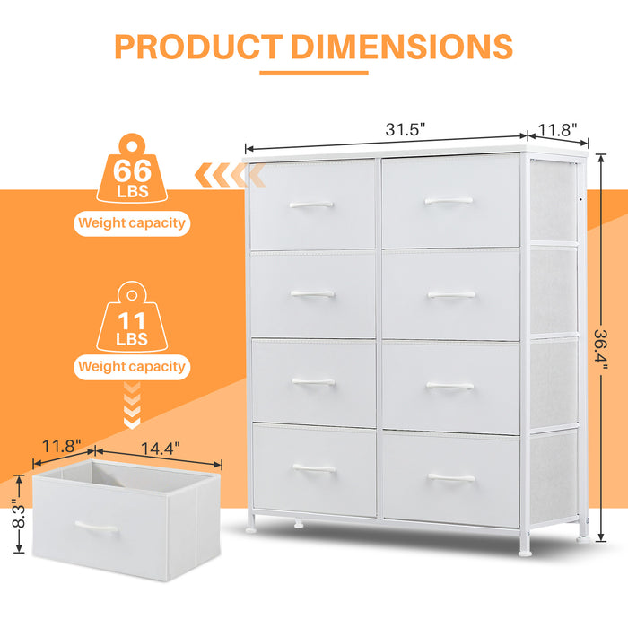 Simenmax 8 Dresser for Bedroom Fabric Dresser Chest of Closets Storage Units Organizer Tower Wooden Top Shelf for Bedroom, Hallway, Entryway, Closet