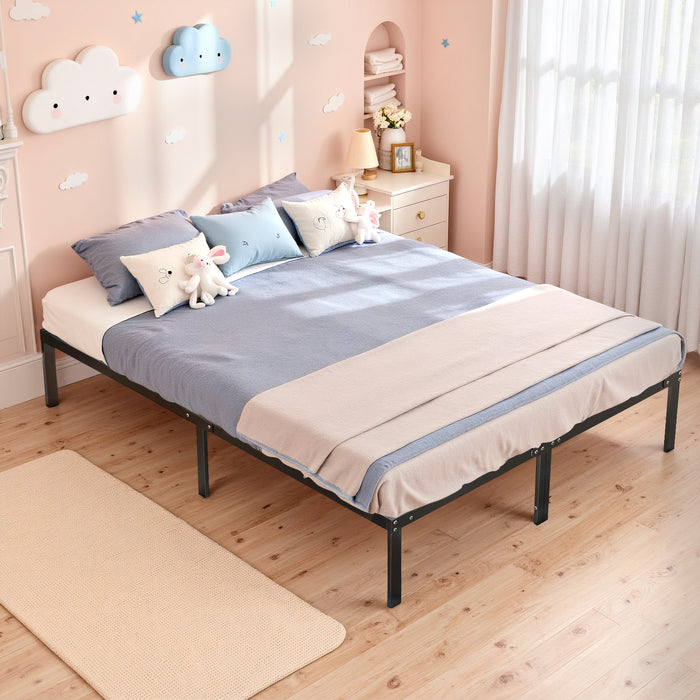 Simenmax  Full Size Metal Platform Bed Frame, Heavy Duty Mattress Foundation with Steel Slats Support, No Box Spring Needed, Black