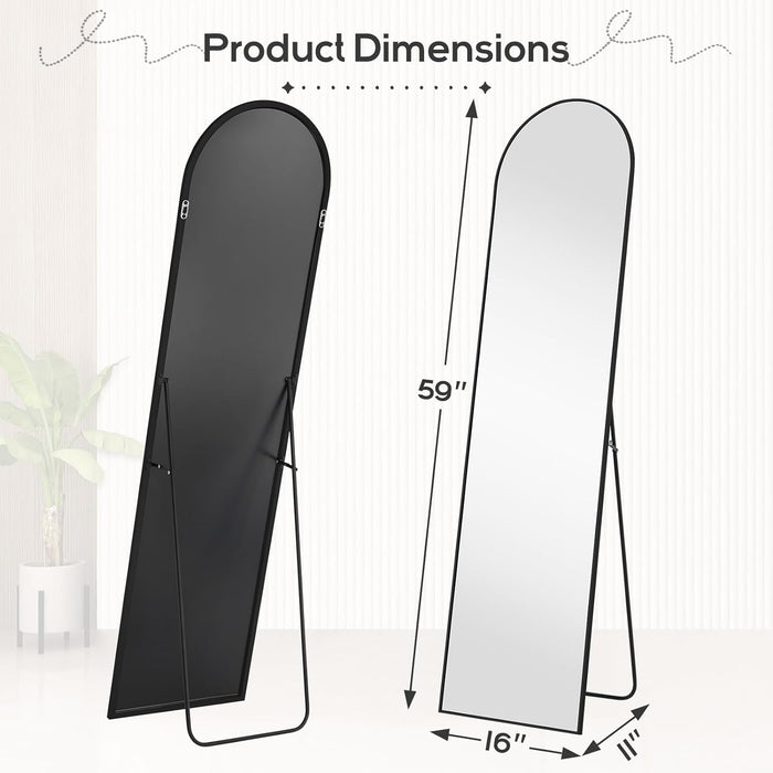 16"x59" Arched Mirror Full Length, Body Wall Mirrors with Shatter-Proof Glass, Floor Standing, Hanging or Leaning, Tall Arch Mirror with Stand Aluminum Alloy Frame for Bedroom Cloakroom