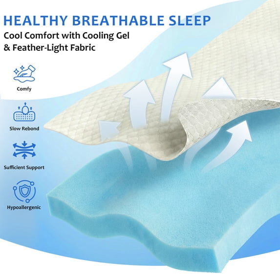 Beddle Gel Memory Foam Mattress Topper with Washable Cover for Pressure Relief