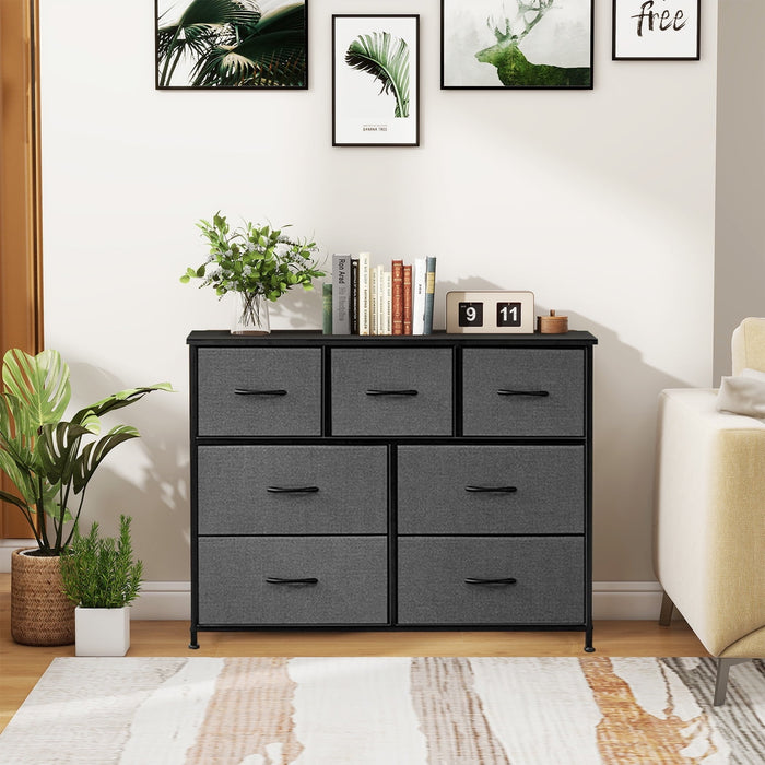 TINKLE WELL 7 Drawers Dresser for Bedroom with Metal Frame, Wood Tabletop, Storage Chest Drawers