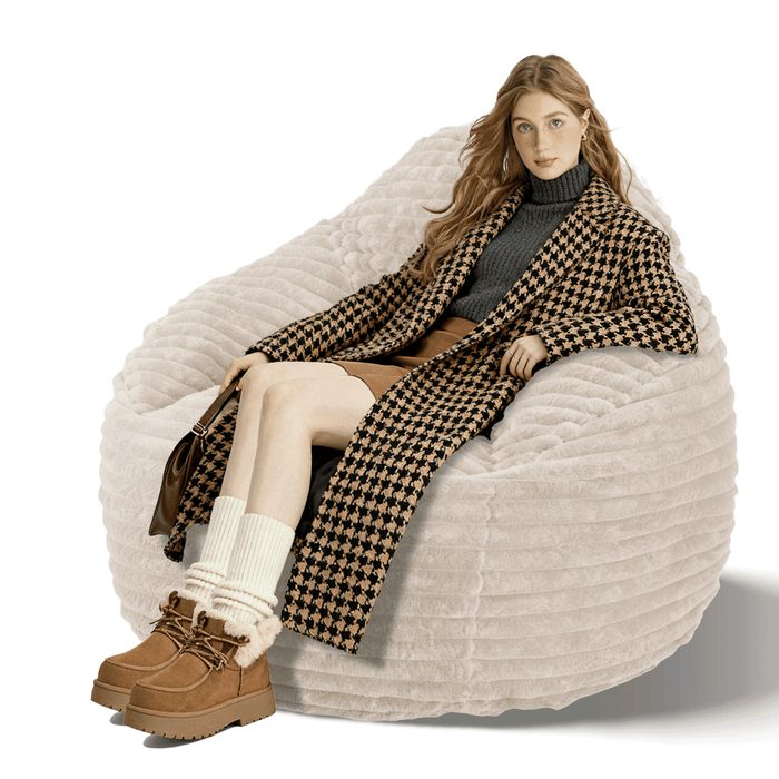 Taoset Oversized Bean Bag Chair, Beanbag for Adults, Comfy Refillable Single Sofa for Living Room, Bedroom, Dorm, Beige