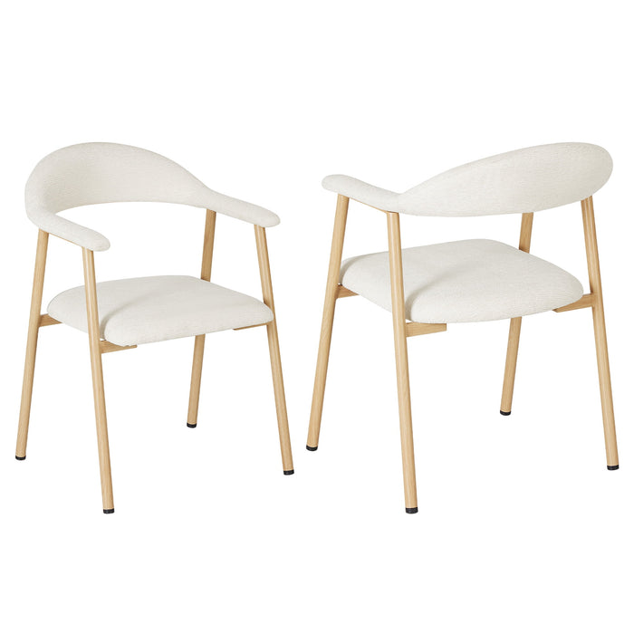 Upholstered Dining Chairs Set of 2, Modern Dining Room Chairs with Padded Seat and Supportive Backrest, Beige