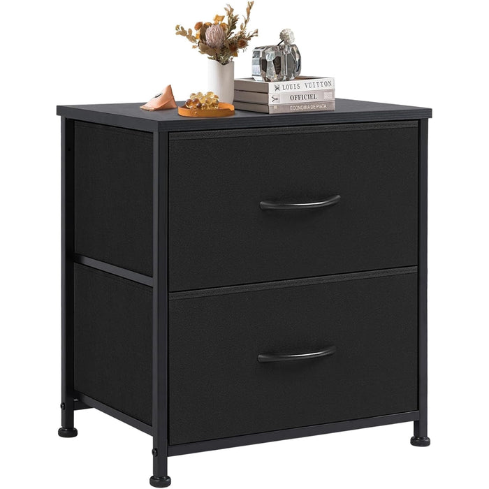 Taoset 2-Drawer Nightstand with Adjustable Feet - Steel Frame, Multi-Functional Storage Mini Dresser, Black