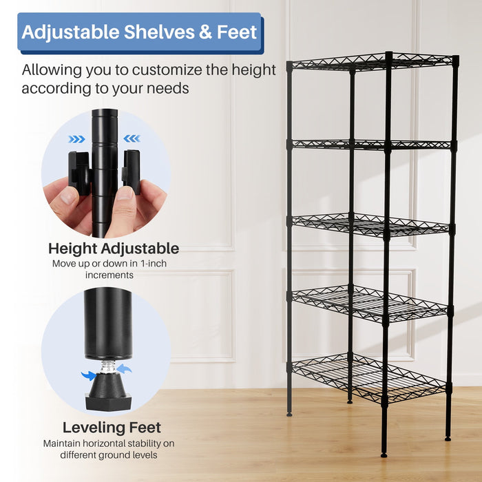 Beddle Metal Shelving Unit, Adjustable Metal Wire Racks Heavy Duty Standing Shelf Organizer for Kitchen, Closet, Pantry, Garage, Bathroom, Laundry