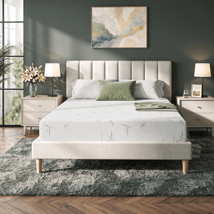 IULULU 12 Inch Twin XL Size Mattress Medium Plush，Green Tea Memory Foam
