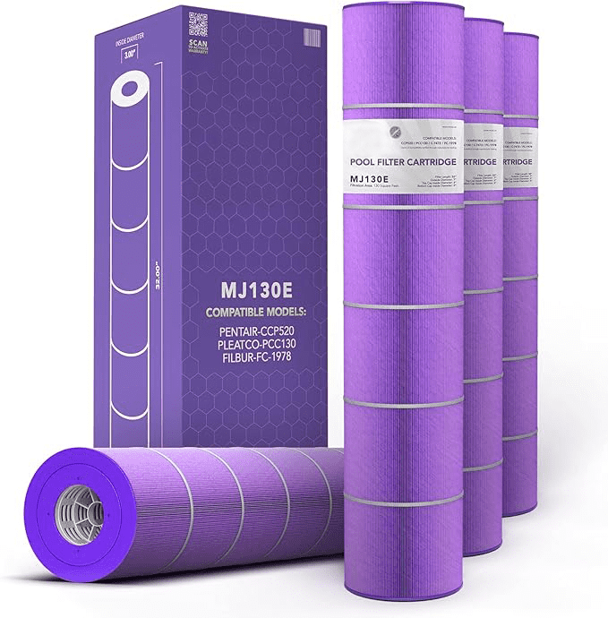 Betcozy Pool Filter Cartridge, 4-Pack, Compatible with Pentair, Clean and Clear, Filbur, Unicel, 32" x 7", 130 SQ FT, Aseptic Hex-Flo Filtration, USA-Based