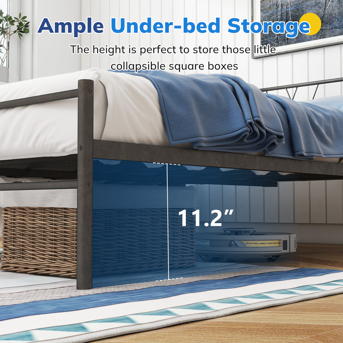 Beddle Bed Frame with Headboard,12 Inch Heavy Duty Slat Metal Platform Bed Frame,No Box Spring Needed,Black
