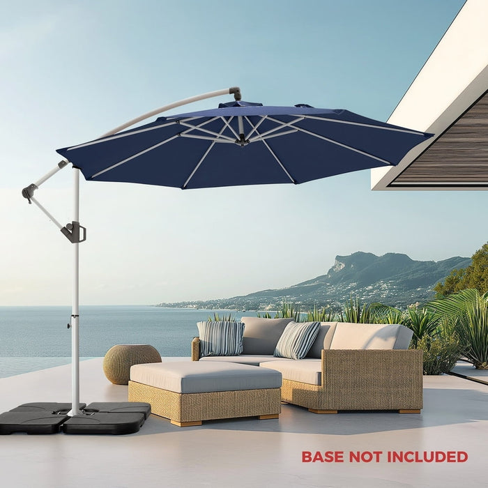 Blorly Patio Umbrella, 10 Ft Offset Outdoors Patio Umbrella with UPF50+ UV Protection, Tilt and Crank Button, for Outdoors, Yard, Poolside, Lawn, Blue